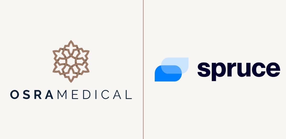 OSRA Medical and Spruce Health logos on a neutral background near San Francisco, CA.